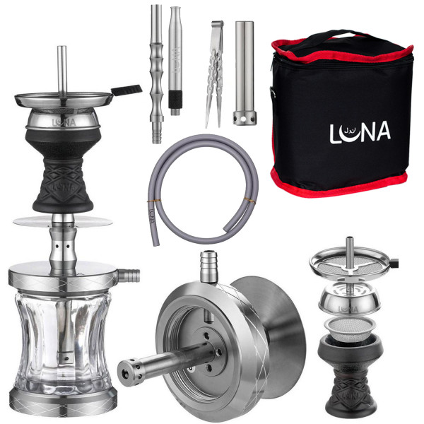 Luna Travel Hookah Vacanza - Silver inkl. Tasche